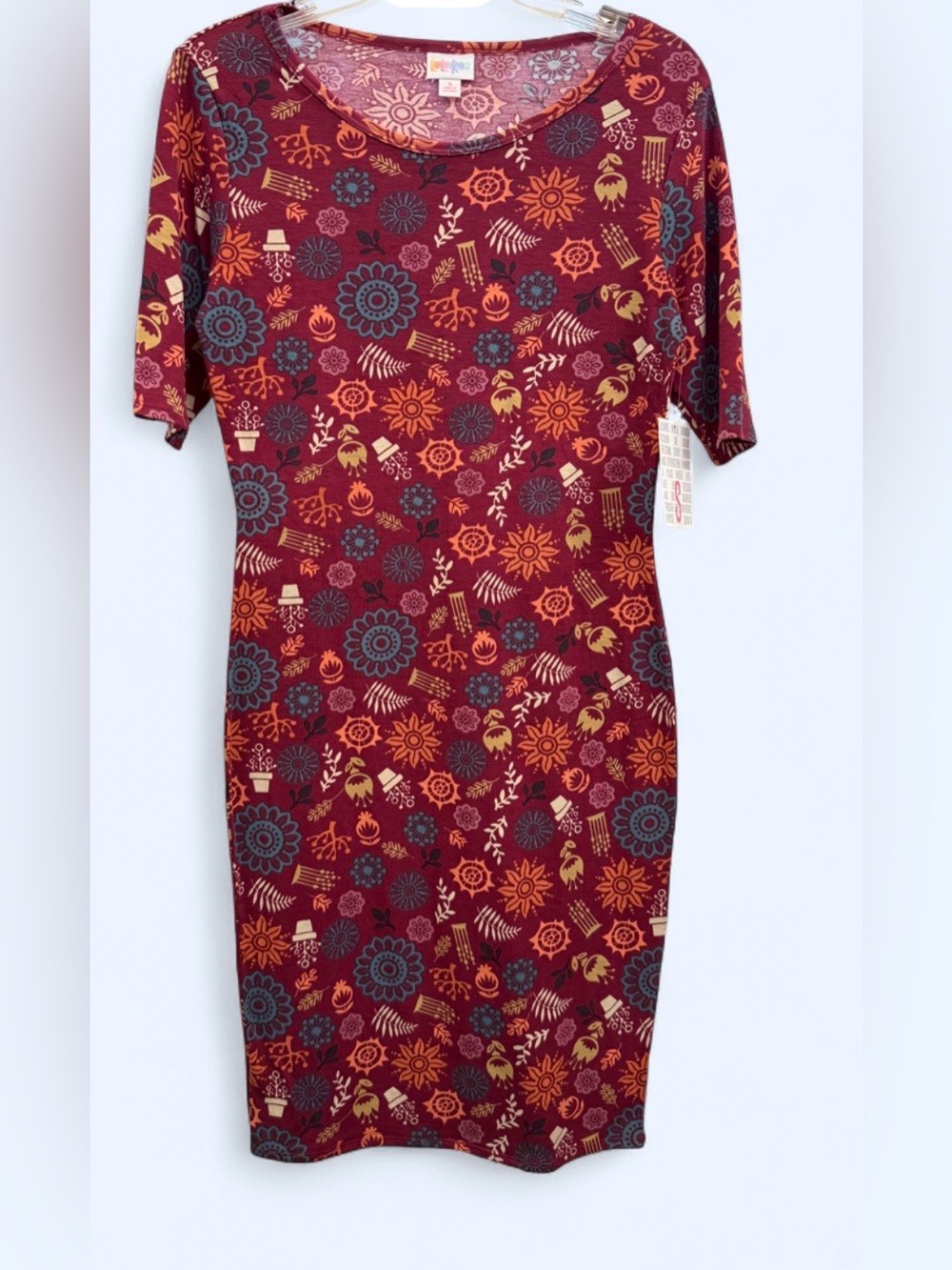 NWT LuLaRoe Julia Floral Midi Dress boho paisley sunflowers size small
